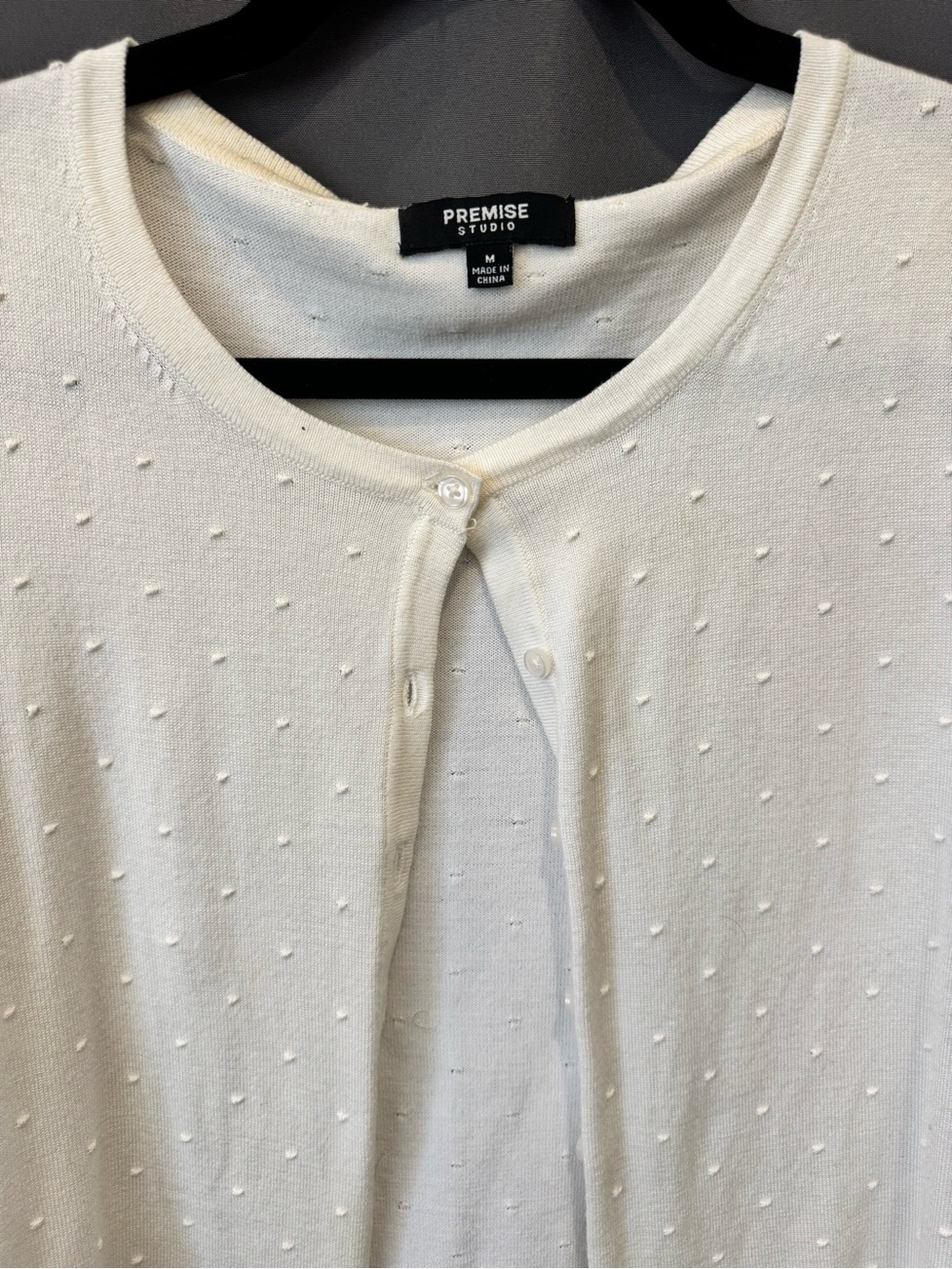 Premise Cream Pointelle Button Cardigan - Picture 2 of 4
